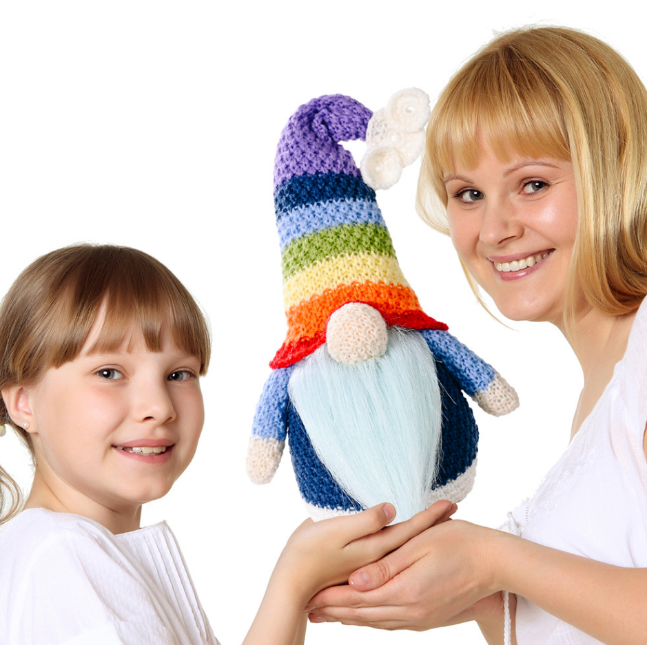 Christmas Snom Plush Doll Rainbow Color Knitted Gonks Faceless Elf Rainbow Hat Gnome Doll