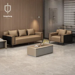 वाणिज्यिक व्यापार लाउंज परियोजनाओं के लिए कॉफी टेबल लक्जरी नकली चमड़े के स्वागत सोफे के साथ आधुनिक एल आकार का कार्यालय - Product Image 3