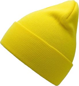 Bonnet en tricot noir unisexe, couleur unie, décontracté, hiver, avec revers, pour adultes - Product Image 4