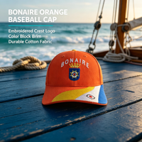 Casquette Souvenir Multicolore Brodé Orange Vif Bonaire – Casquette de Baseball Brodé pour Voyages en Île et Vacances à la Plage