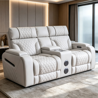 Ensemble de canapés électriques inclinables en cuir italien multifonction 3-2-1 places avec Bluetooth, éclairage LED, port USB et rangement