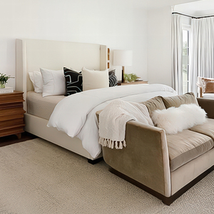 RH Transitional Lawson convertibile ripiegabile in tessuto imbottito <span class=keywords><strong>letto</strong></span> <span class=keywords><strong>testata</strong></span> alta King doppio formato <span class=keywords><strong>legno</strong></span> di Mango - Product Image 1