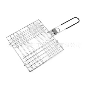 Clip de barbecue pliable chromé carré 40,8x22x2,6cm pour viande, légumes, poisson, cuisson en extérieur, pâtisserie, barbecue - Product Image 1