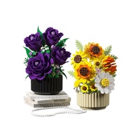 M3558 Sonnenblumenkorb Rosen-Blumen-Baustein-Set Lernspielzeug aus ABS-Material Unisex Grenzüberschreitendes Produkt