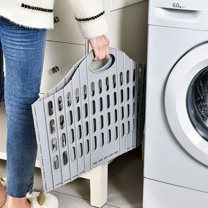 Panier à linge pliable avec poignée, en plastique durable, rectangulaire, respirant, léger, organisateur pour la maison et la salle de bain - Product Image 1