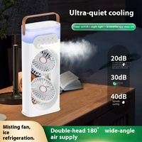 Ventilateur de refroidisseur d'air double 3 en 1 Ventilateur de brouillard d'eau portable Ventilateur de refroidisseur d'air économe en énergie avec brouillard d'eau
