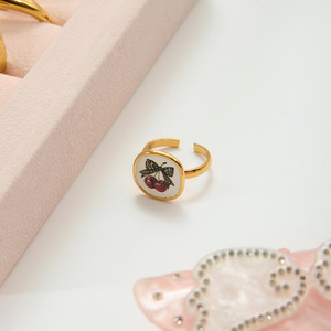 Cherry Print <b>Open</b> <b>Ring</b> Gold Tone Women's Fashion Jewelry Gift - Product Image 4