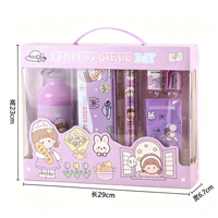 Ensemble de papeterie scolaire pour enfants avec gourde de sport, trousse, cahier, règle, crayons, taille-crayon, gomme – Cadeau pour enfants