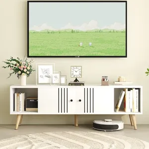 Giao diện điều khiển phong cách TV đứng được thực hiện với gỗ-giảm dần chân, vòng dễ thương xử lý, và một trung tâm kệ TV đứng - Product Image 1