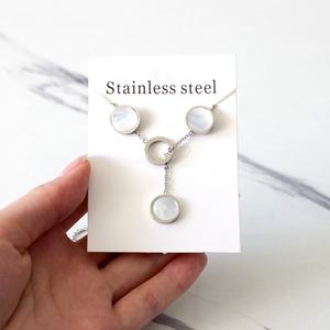 Nouvel Arrivage : Parure de bijoux en acier inoxydable plaqué or 18 carats, boucles d'oreilles et collier tendance pour femme, bijoux fantaisie - Product Image 6