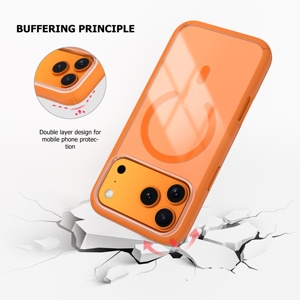Funda Protectora Transparente Antiamarilla de TPU y PC Súper Resistente para <span class=keywords><strong>iPhone</strong></span> 17 Pro Max, Color Naranja, Venta al por Mayor - Product Image 3