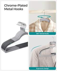 Lot de 50 cintres en plastique gain de place, 0,2 pouces d'épaisseur, 17,7 pouces de large, crochet pivotant à 360 degrés, gris nuage et gris foncé - Product Image 6
