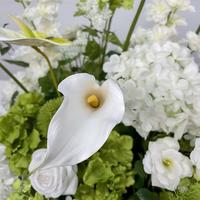 LUYI Handgefertigtes Hochzeits-Blumenarrangement Künstlicher Calla-Lilien-Strauß Weiß-Grüne Rose Hortensie 50cm Blumenball Tischdekoration