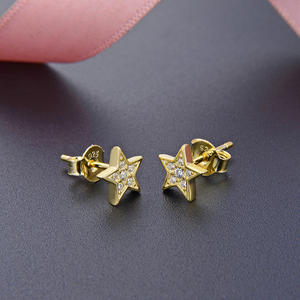 <span class=keywords><strong>POLIVA</strong></span>-pendientes de plata de primera ley con forma de estrella para mujer, aretes pequeños, plata esterlina 925, color dorado, 2020 - Product Image 3