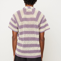 Designer personnalisé été hommes Crochet chemise pull à manches courtes maille tricot Crochet Cardigan 100% coton rayure Crochet t-shirt hommes