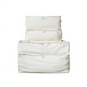 Premium Handmade Foldable Blanket <b>Storage</b> <b>Bag</b> <b>Underbed</b> Cotton <b>Storage</b> <b>Bags</b> Zipper Unique Gifts for Beddings Comforters Blankets - Product Image 1
