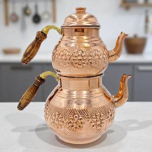 Copper Daisy Patterned <b>Teapot</b> Handcrafted Unique Copper Tea Kettle - Product Image 1