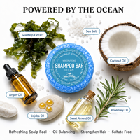 Shampooing Solide Artisanal à l'Extrait de Varech, Parfum Océanique, Équilibrant l'Huile du Cuir Chevelu, Fortifiant les Cheveux, 60g