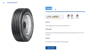 Neumático Radial para Camión TRIANGLE TR685 11R22.5 de Alto Rendimiento, Sin Cámara, 18PR, Neumático Sólido para Dongfeng Certificado 195/55R16 11R22.5 TRIA - Product Image 3