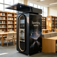 Machine à eau gazeuse en libre-service 24h/24, acceptant les pièces de monnaie, les billets de banque, les cartes à puce et les codes QR.