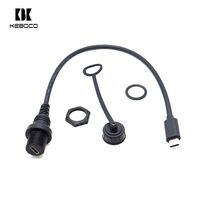 Cable USB Tipo C 2.0 Macho a Hembra de 30 cm, Impermeable, con Cubierta de PVC y Blindaje Trenzado para Escáner de Código de Barras