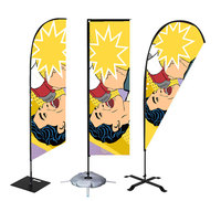 AOZHAN Publicité Bannières volantes personnalisées en fibre de verre bali bow sail swooper Teardrop Flag ,Feather beach Flag Bannières avec poteau