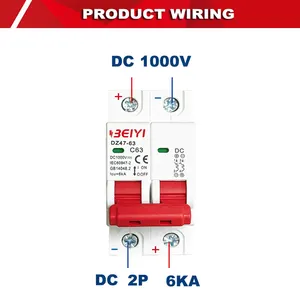 Giao Hàng nhanh chống cháy nhà ở điện DC Bộ phận ngắt mạch MCB 1000V DC 2P 63A MCB cho năng lượng mặt trời PV hệ thống