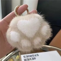Breloque en peluche patte de chat, mignon porte-clés de voiture en fausse fourrure de lapin pour sacs et bagages de filles