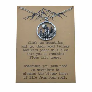 Mountain Forest pine tree necklace under the sun camping jewelry