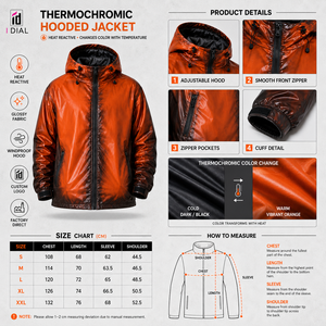 Custom Mens Thermochromic Jacket Hooded <b>Full</b> Zip Polyester Outdoor Windbreaker OEKO TEX Certified - Product Image 4