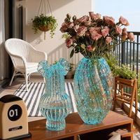 Vase en verre transparent lumineux irrégulier en gros pour arrangement floral hydroponique, décoration de table de salon à domicile