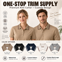 Col tricoté en coton élasthanne écologique de qualité supérieure, motif et couleur personnalisés pour polos, vêtements d'équipe, uniformes scolaires
