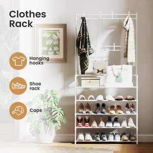 Étagère à chaussures cintre multicouche étagère à chaussures porte chapeau et étagère à chaussures Simple organisateur de salon sur pied - Product Image 3