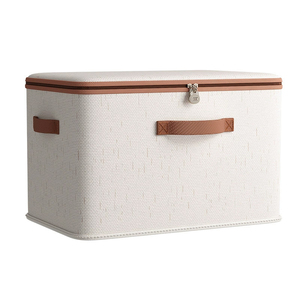Caja de almacenamiento impermeable de algodón y lino con cremallera, horneada de almacenamiento con cubierta para ropa, hogar, dormitorio - Product Image 1
