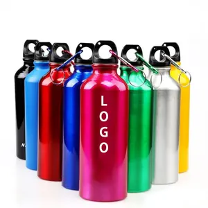 Wholesale Custom logo 500ml Portable Lightweight Promotional Aluminum Alloy Bottle for Bicycle Hiking Metal Army Water Bottle