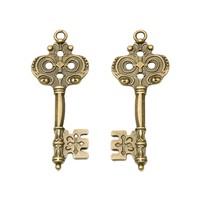 Breloque Clé Squelette Baroque en Alliage de Zinc, Pendentif Couronne et Nœud en Filigrane pour Cartes d'Invité de Mariage Steampunk