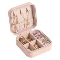 Boîte à bijoux portable mini en cuir PU, étui de rangement pour bijoux, boîte organisatrice de bijoux pour femmes