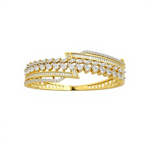 Elegante Brazalete de Moda Chapado en Oro con Diseño Geométrico de Circonita Corte Pera para Mujer, Estilo Clásico para Bodas y Fiestas - Product Image 2