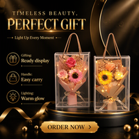 Boîte cadeau de bouquet de fleurs de savon transparentes, fleurs séchées, rose, tournesol, œillet, cadeau floral pour la fête des enseignants