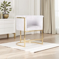 Fauteuil design classique avec structure en acier inoxydable doré, fauteuil d'appoint pour salon, fauteuil de détente pour la maison et l'hôtel