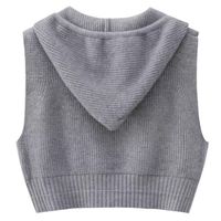 Cardigan en tricot acrylique zippé décontracté pour femme, séchage rapide, polyvalent, avec capuche et logo frontal, style robe fine, vente en gros