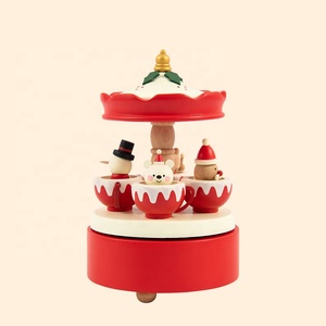 OEM/ODM nouvelle idée personnalisée arbre de Noël carrousel boîte à musique Noël tasse à café animaux carrousel boîte à musique pour cadeau - Product Image 2