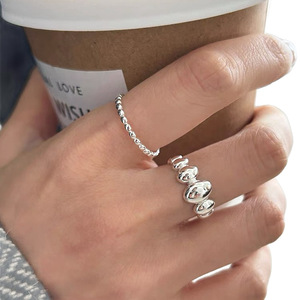Anillo Ovalado Geométrico Estilo Japonés Coreano, Plata de Ley S925, Anillo para el Dedo Índice, Joyería para Mujer, Regalo - Product Image 4