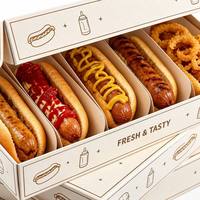 Boîte de conditionnement personnalisée en carton recyclable pour corndogs coréens, sushis, gaufres et autres snacks, avec revêtement UV