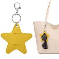 Clip de voyage portable en cuir PU pour lunettes, support mignon en forme d'étoile, porte-clés pour lunettes de soleil Chili, accessoire de sac