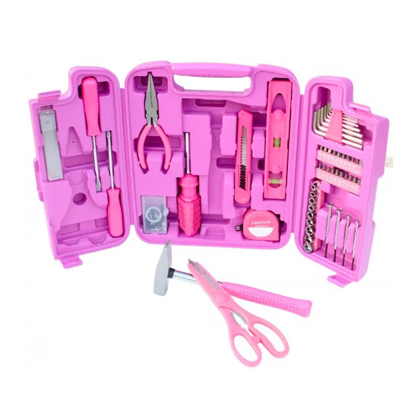 96 टुकड़ा गुलाबी उपकरण सेट, उपकरण किट के लिए महिलाओं महिला की घरेलू उपकरण किट