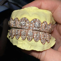 Grillz Hip-Hop Personnalisé Plaqué Or avec Moissanite VVS – Bijoux Bling pour Dents en Diamant VVS, Grilles Permanentes en Argent 925