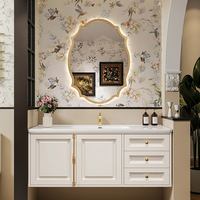 Ensemble de meuble-lavabo de salle de bain en céramique sans joint de type américain, lavabo en chêne, lavabo antique de style français, lavabo de luxe léger