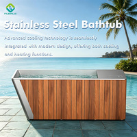 Bain à remous extérieur Fuerle en acier inoxydable tout-en-un, bain froid individuel, spa en bois, vente en gros