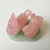 Ornements sculptés en pierres précieuses Feng Shui DIY, figurine de canard mandarin chinois en cristal de quartz rose, décoration